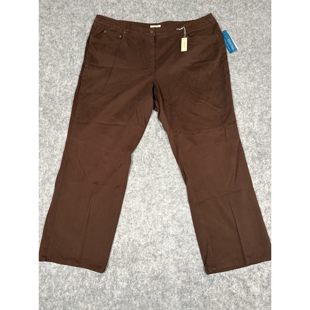 Jones New York Women's 24W Brown Pants Sport Slimming Control Comfort Stretch